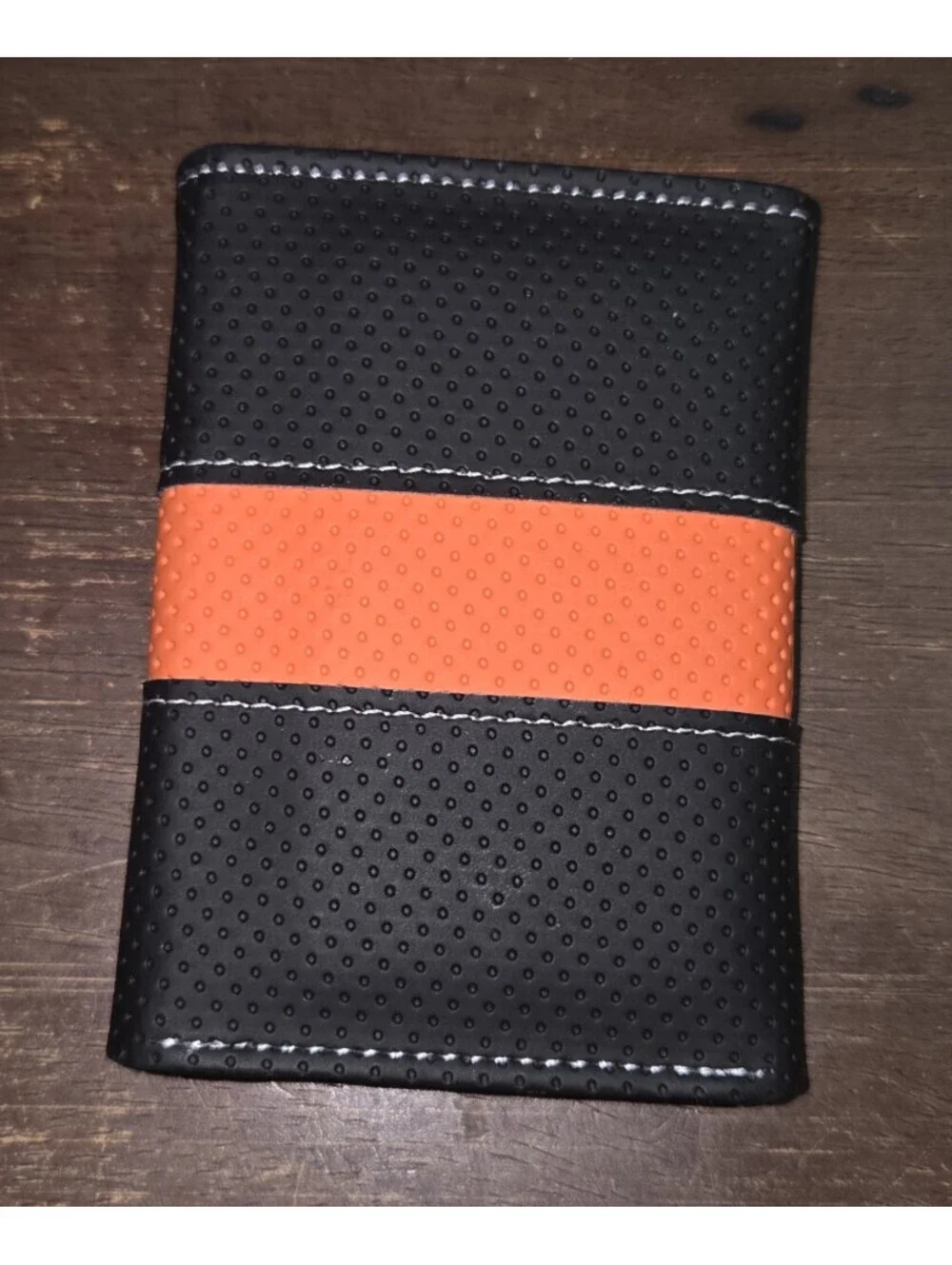Harley Davidson Motorcycles Tri-fold Wallet Billfold Black & Orange Stripe - NEW